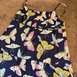 Gap Kids Butterfly Tiered Maxi Dress Girls XXL 14-16 Navy Blue Cotton Flowy